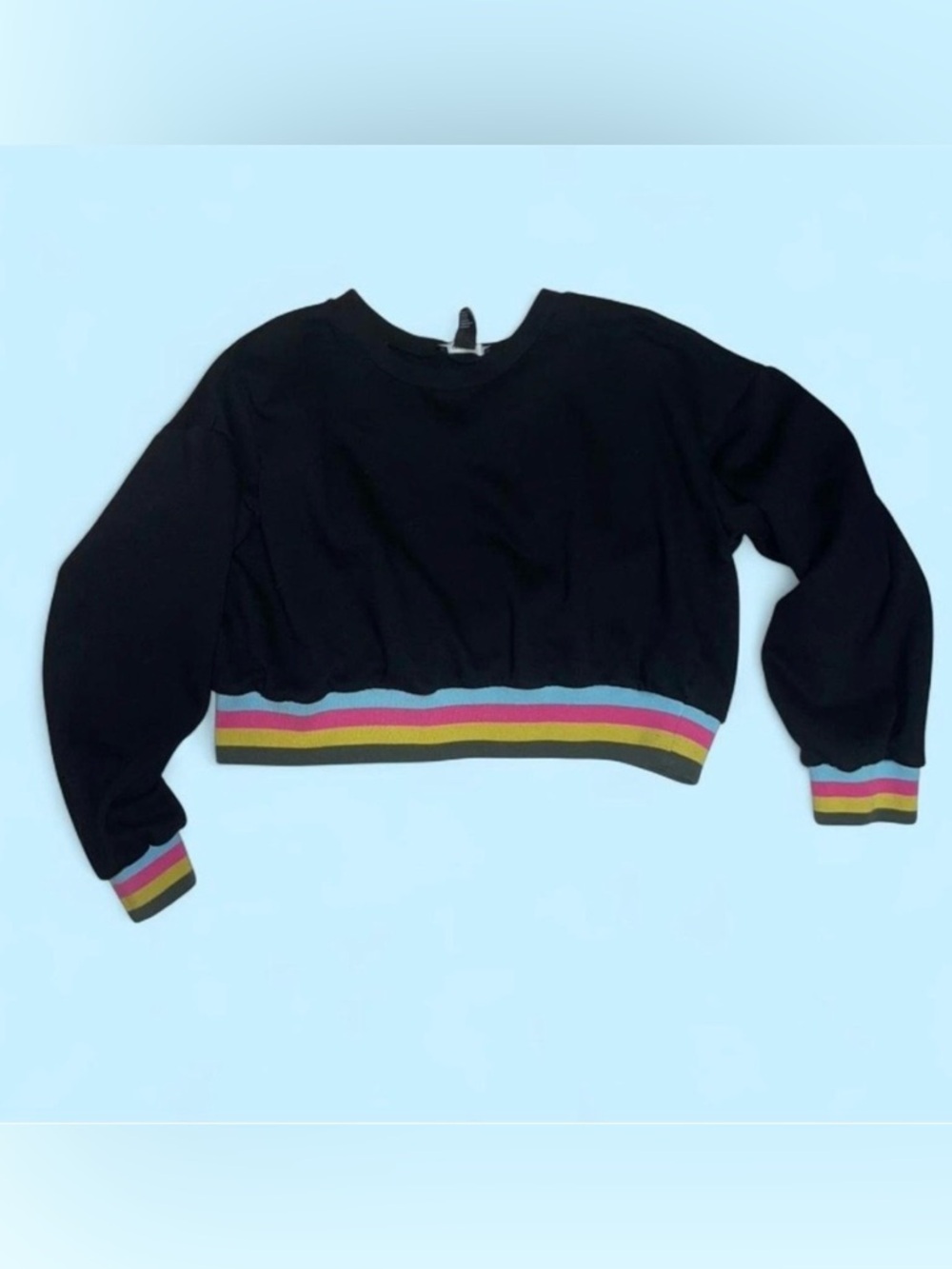 Forever 21 Black Sweater with Vibrant Trim Lg